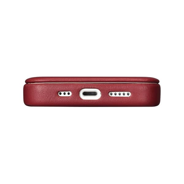 iCarer iPhone 14 Plus Lompakkokotelo Magsafe CE Nahka - Punainen Röd