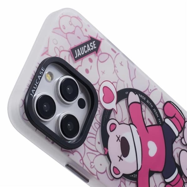 JAUCASE Mobilskal till iPhone 14 Pro Max MagSafe - Lying Bear Rosa