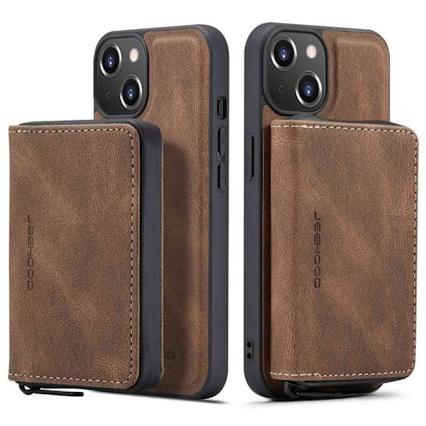 JEEHOOD Mobilskal till iPhone 14 Plus Shockproof KonstLäder Brun