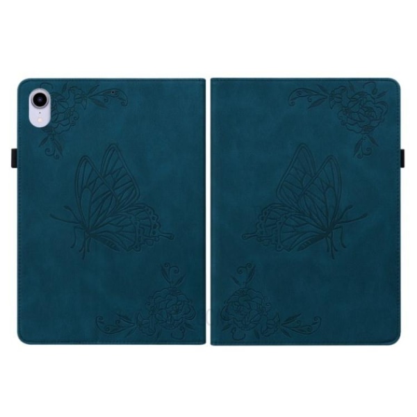 iPad mini 6 (2021) Fodral Imprinted Butterfly Flower - Blå