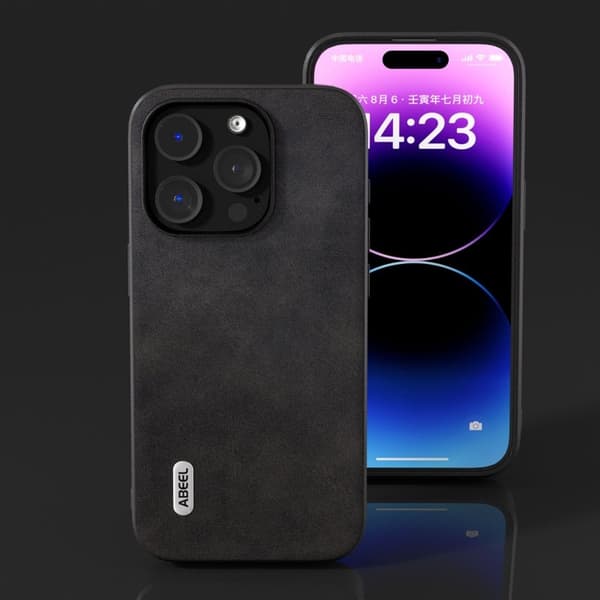 ABEEL Mobilskal till iPhone 15 Pro Drop Proof PU Läder Svart