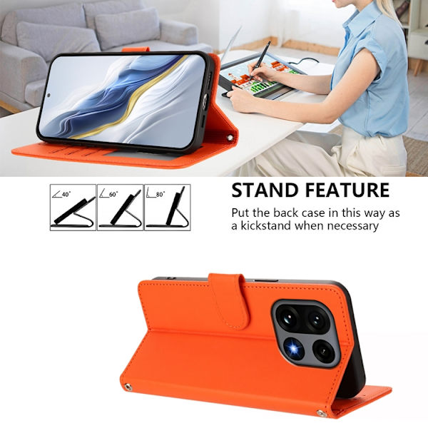 OnePlus 15 5G Plånboksfodral Konstläder Orange