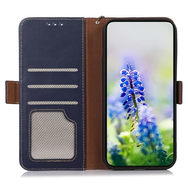 Samsung Galaxy S26 Ultra Plånboksfodral RFID Skydd Äkta Läder - Blå