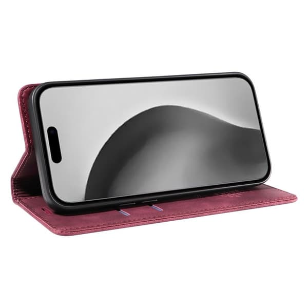 BETOPNICE 003 iPhone 16 Pro Max Plånboksfodral Konstläder - Röd