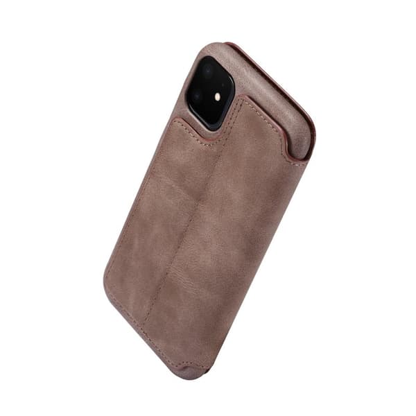 LC.IMEEKE Mobilskal till iPhone 11 Retro Stil Äkta Läder - Brun