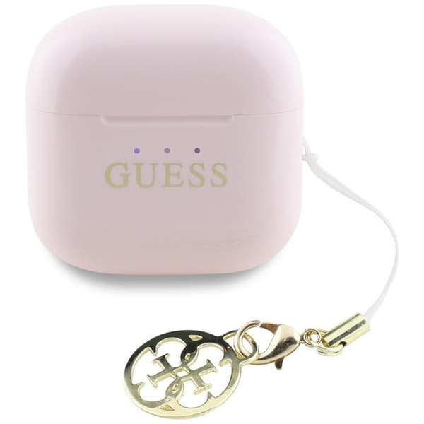 Guess TWS In-Ear Hörlurar Glossy Effect Printed Logo & Charm - Rosa Rosa