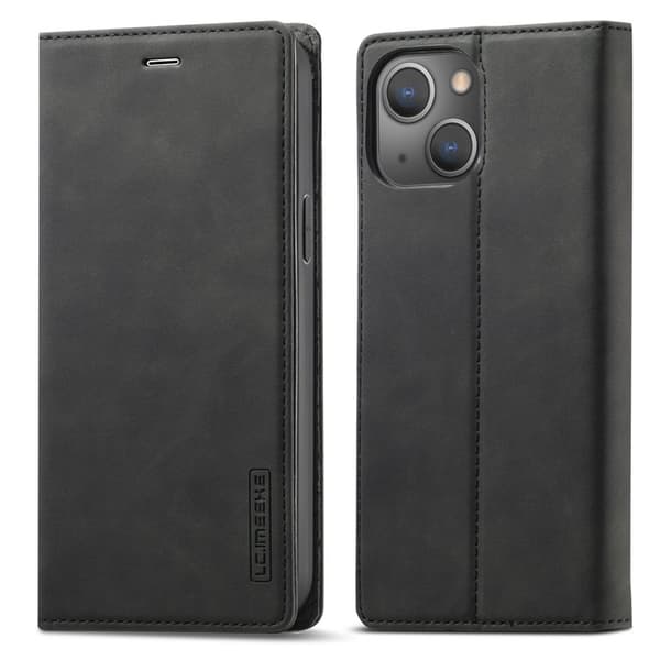 LC.IMEEKE iPhone 15 Plus Plånboksfodral Konstläder- Svart