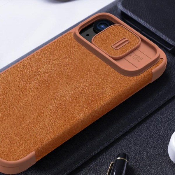 Nillkin iPhone 15 Pro Plånboksfodral Qin Pro Läder - Brun