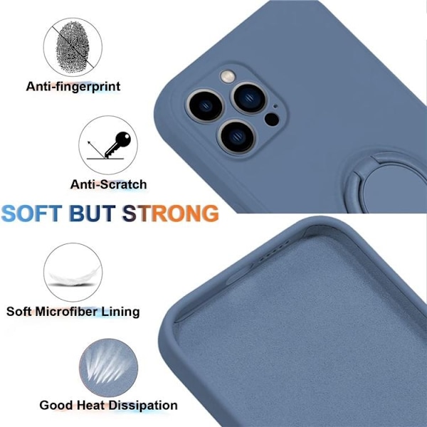 iPhone 15 Pro Max Mobilskal Ringhållare Liquid Silikon - Midnightblå
