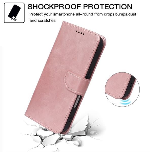 Samsung Galaxy S26 Plus Plånboksfodral Ställ Magnetisk Konstläder - Roséguld