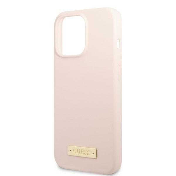 Guess iPhone 13 Pro Max Skal MagSafe Silicone Logo Plate - Rosa Rosa