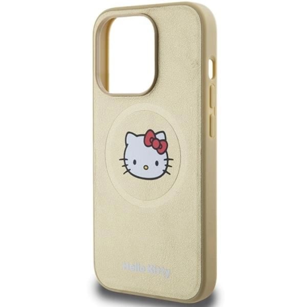Hello Kitty iPhone 13 Pro Max Mobilskal Magsafe Läder Kitty Head - Guld