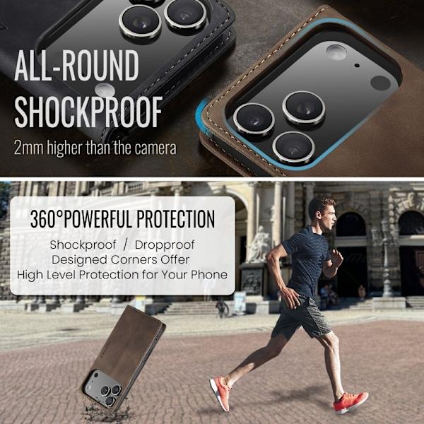 CASEME 013 iPhone 17 Pro Case Plånboksfodral Konstläder - Kaffe