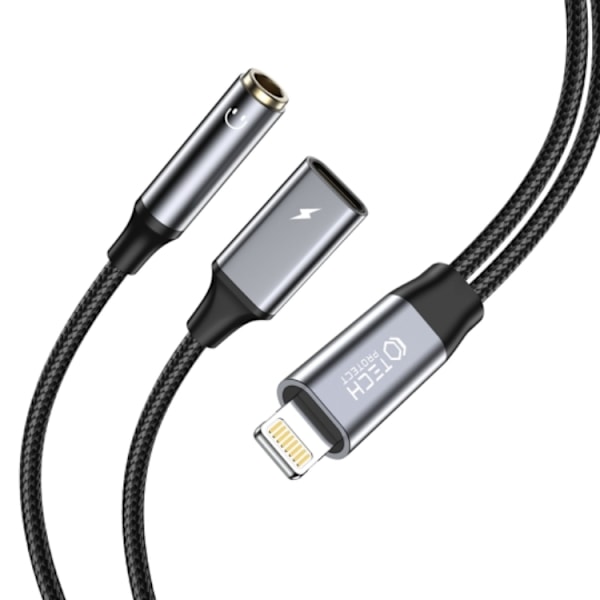 Tech Protect Mini Jack Til Lightning Kabel Ultraboost - Sort