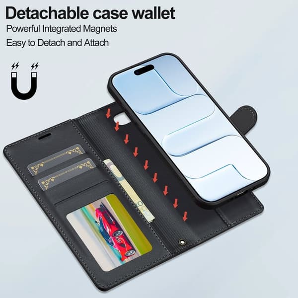 LC.IMEEKE L2 Series iPhone Air Plånboksfodral Konstläder - Svart