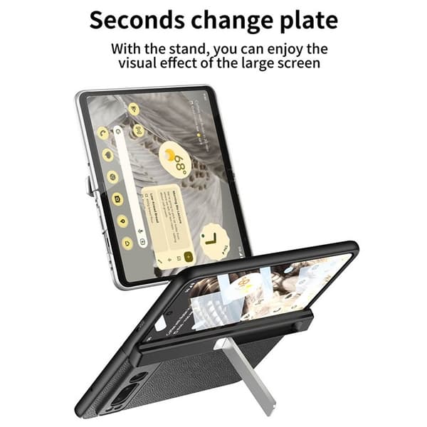 GKK Mobilskal till Google Pixel Fold Kickstand PU-Läder - Svart Svart