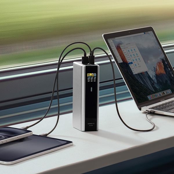 Cuktech Powerbank 20000 mAh 210W 2xUSB-C 1xUSB-A - Grå Grå