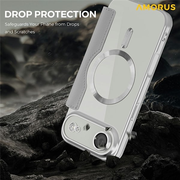 AMORUS iPhone Air Plånboksfodral MagSafe RFID-Skydd - Titangråå Grå