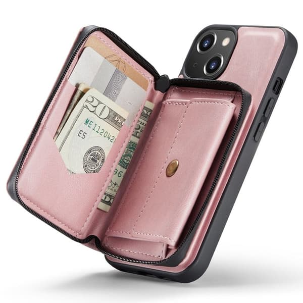 JEEHOOD Mobilskal till iPhone 14 Plus Shockproof KonstLäder Rosa