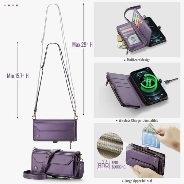 CASEME Plånboksfodral Konstläder för iPhone 12 Pro Max - Lila