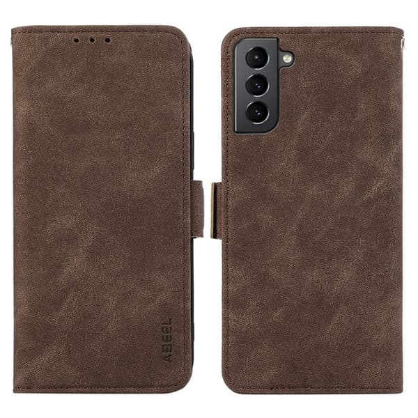 ABEEL Samsung Galaxy S21 Plånboksfodral Konstläder RFID-Skydd - Brun