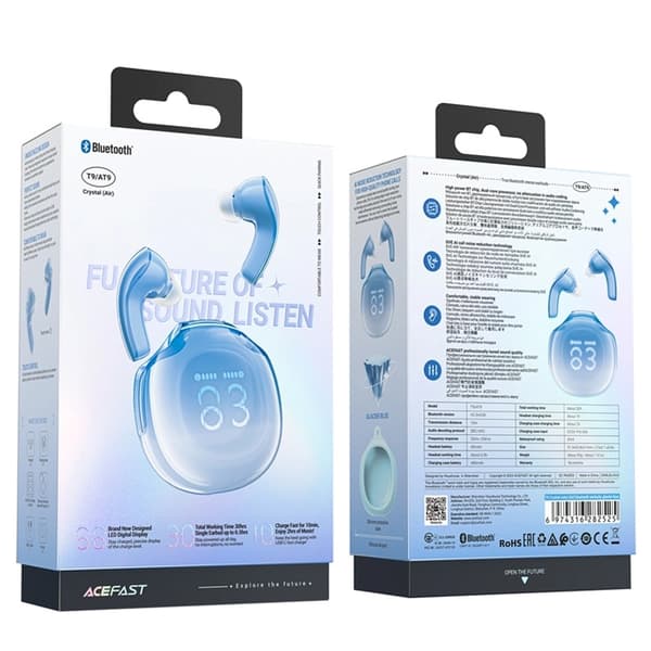 Acefast T9 Bluetooth 5.3 In-Ear Trådlösa Hörlurar - Blå Blå