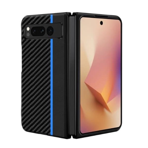 Google Pixel Fold Mobilfodral Carbon Fiber Ultra Thin - Svart/Blå Blå