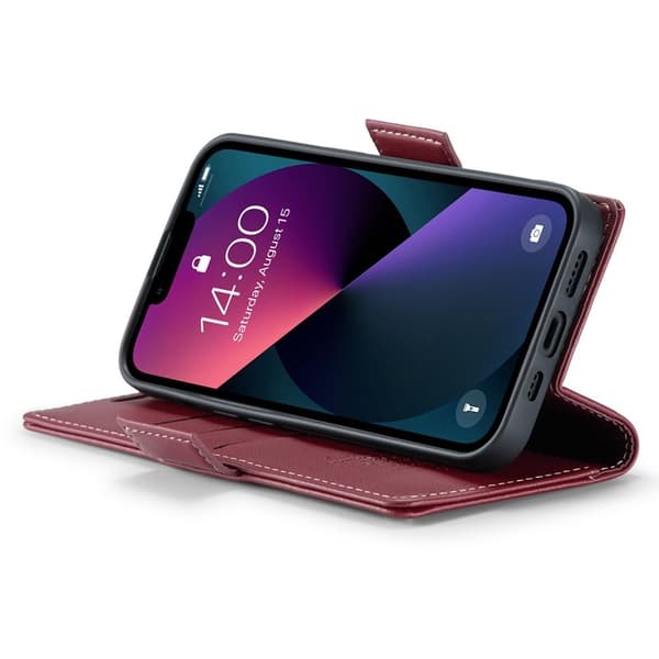 CASEME Plånboksfodral Konstläder för iPhone 15 Plus - Röd