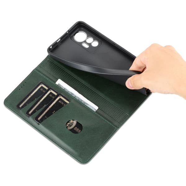 AZNS Xiaomi 12 Lite 5G Plånboksfodral Konstläder - Grön