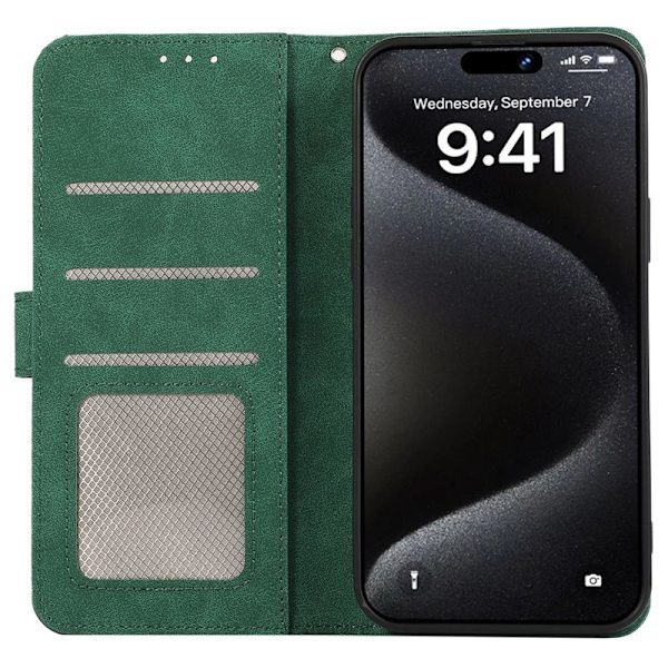 ABEEL iPhone 15 Pro Max Plånboksfodral Konstläder RFID Skydd Grön