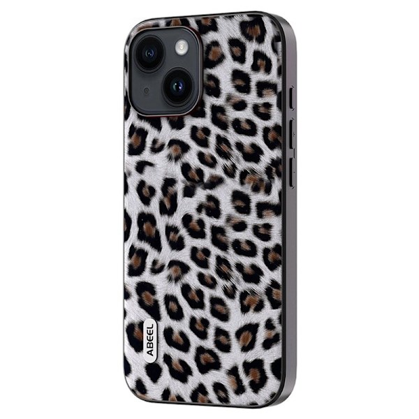 ABEEL Mobilskal till iPhone 13 Leopard Textur PU Läder TPU PC Silver