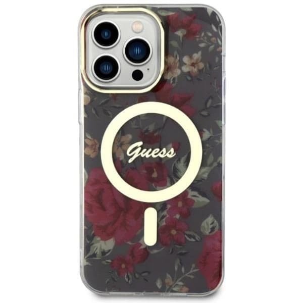 Guess iPhone 14 Pro Mobilskal MagSafe Flower - Grøn Grön