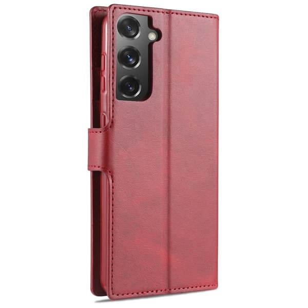 AZNS Dual-sided Magnetic Clasp Plånboksfodral Konstläder - Röd