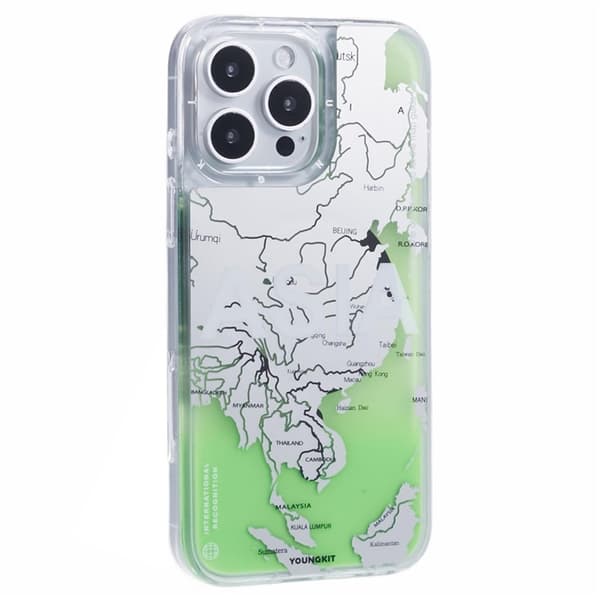 YOUNGKIT Mobilskal till iPhone 16 Pro Max MagSafe IMD-kartmönster Transparent