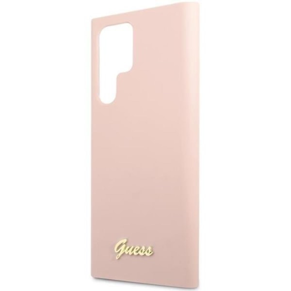 Guess Galaxy S23 Ultra Skal Silicone Script Metal Logo - Rosa