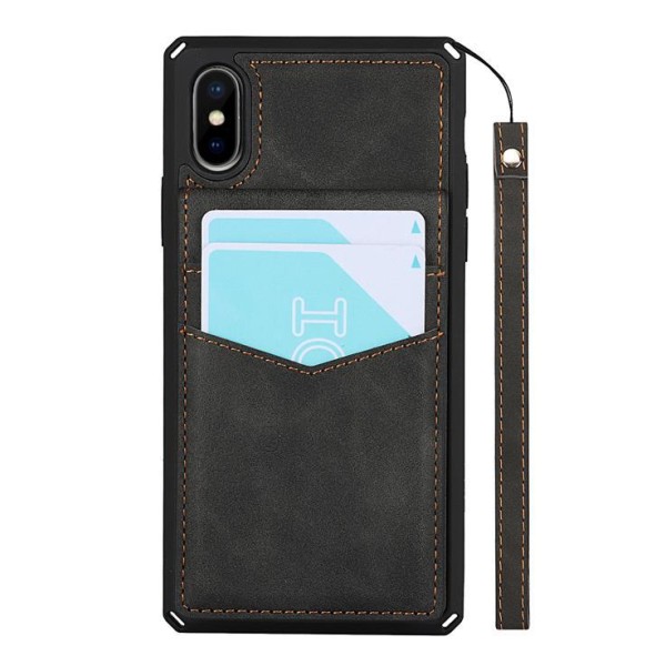 Cover med kortpladser til iPhone X / Xs - Sort Black