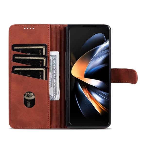 AZNS Samsung Galaxy Z Fold5 Plånboksfodral Konstläder - Brun