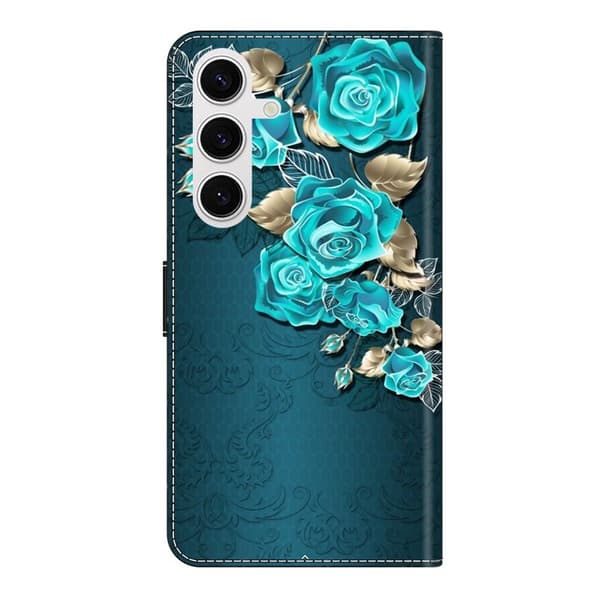 Samsung Galaxy S26/S26 Pro Plånboksfodral Magnetlås Konstläder Blå Ros