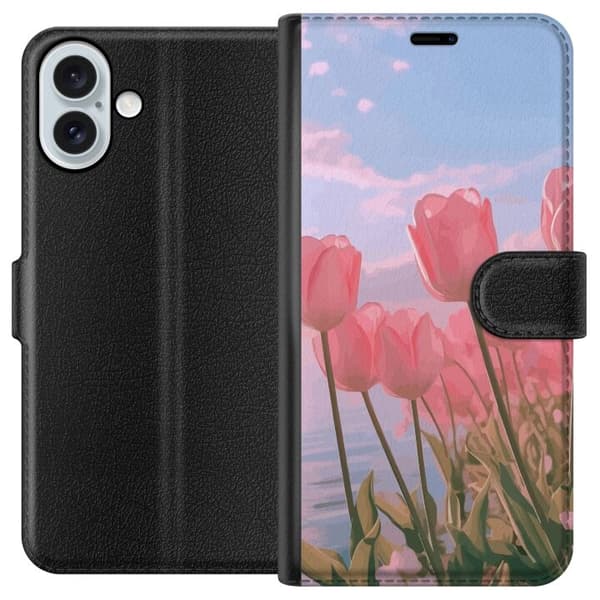 Apple iPhone 16 Plus Pung Taske med Lyserøde Tulipaner