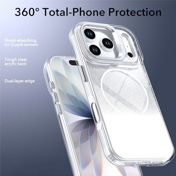 Mobilskal till iPhone 17 Pro MagSafe Shockproof Glitter Gradient - Vit Vit