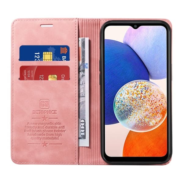BETOPNICE 003 Samsung Galaxy A14 Plånboksfodral Konstläder - Rosa