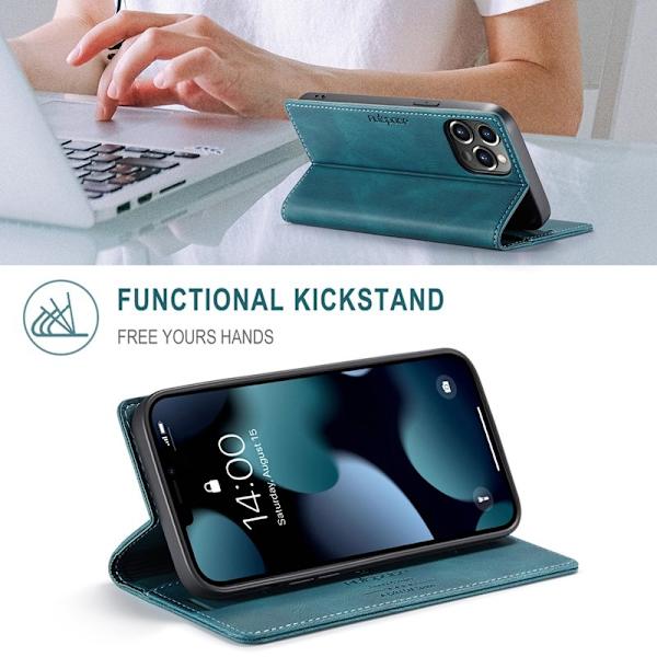 AUTSPACE A01 Retro Matte Plånboksfodral Konstläder med RFID-Skydd - Blå