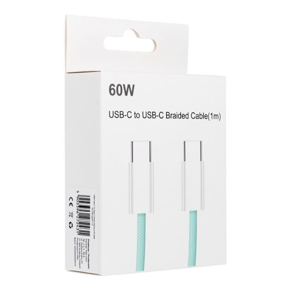 Typ-C to Typ-C Kablar PD 60W 3A C263 1m - Grön