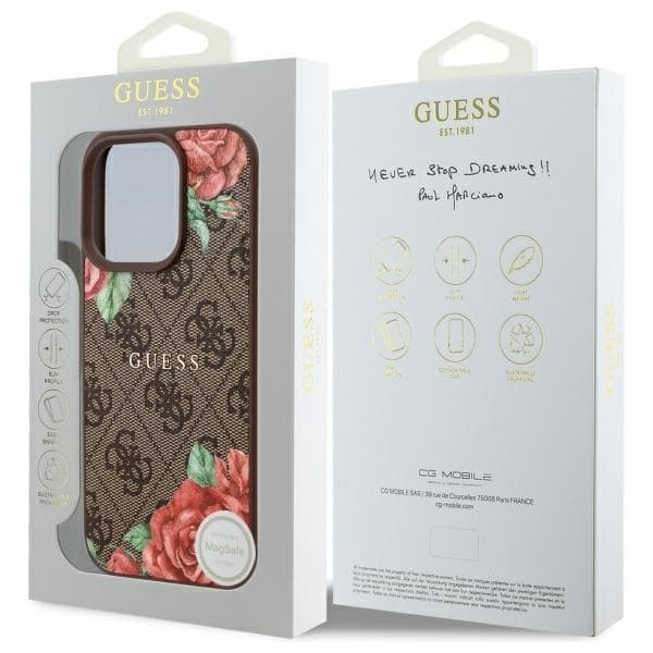 Guess telefonetui til iPhone 16 Pro MagSafe 4G Blomsterprint - Brun Brun