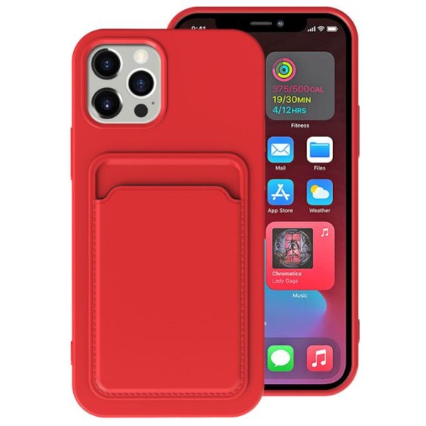iPhone 12 Pro Max Skal med Kortfack - Röd Röd