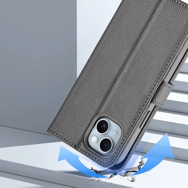 Dux Ducis iPhone 15 Plånboksfodral Lawa Läder - Grå Grå