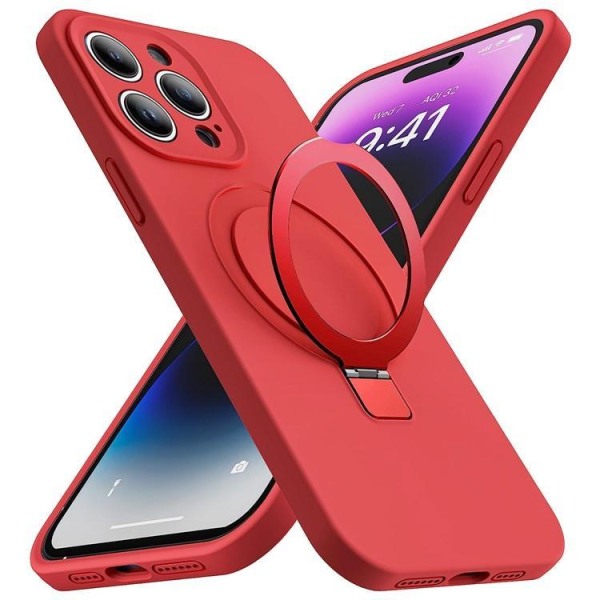 iPhone 14 Pro Mobile Case Magsafe nestemäinen silikoni - punainen