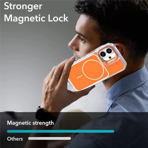 Mobilskal till iPhone 16 MagSafe Lens Kickstand med Handrem - Orange Orange