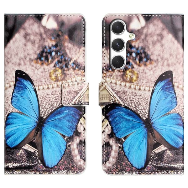 Plånboksfodral för Samsung Galaxy S26 Plus Konstläder - Blå fjäril
