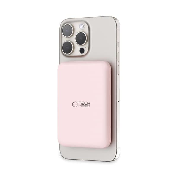 Tech-Protect PB10 Lifemag Magsafe Powerbank 5000mah - Lyserød Rosa
